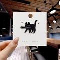 Funny black enamel cat pin with knife in mouth on white card packaging for bags - 164*Cat with Knife