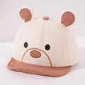 Detail of baby baseball cap with 3D bear ears and cute embroidered cartoon face - 46-48cm (6-36 Months) / Coffee Brim
