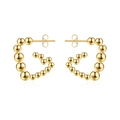 Detail of 18K gold plated heart earrings made of graduated metal beads on white background - Gradient Beaded Heart Gold (MS-509)