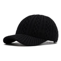 Casquette de baseball noire tricotée pour femme avec motif à losanges et visière - Réglable / Noir