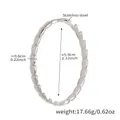 Pulsera ovalada de acero inoxidable plateado con textura de bambú y medidas exactas - Z389-Textura de Bambú Segmentada / Color acero