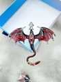 Vintage red and black dragon brooch with enamel wings and sparkling rhinestones - Burgundy