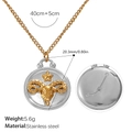 Gold and silver stainless steel Aries zodiac necklace with 20.3mm round pendant - Two-tone Aries
