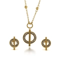 Set collana e orecchini dorati con cerchi di cristallo e numeri romani - Oro (KS118180-KSP)