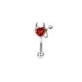 Hip hop punk heart devil navel ring with red zircon and silver metal devil wings design - Red Heart Devil with Horns Tail Style