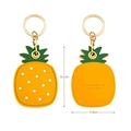 Cute pineapple leather AirTag case keychain with golden hardware in yellow and green - Yellow Pineapple