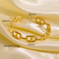 14K gold plated titanium steel open cuff bracelet with anchor link chain design - Gold-Anchor Chain