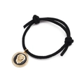 Adjustable black braided rope bracelet with a gold lion head pendant and zircon border - Lion Head Black Braided Rope