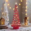 Albero di Natale LED a spirale rosso 34cm decorazione da tavolo con luce calda - 34x12cm / Taglia Grande Rosso