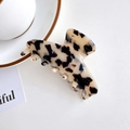 Pince à cheveux en acétate écaille de tortue avec motif léopard et base crème - 8.5cm / Écaille de tortue beige clair