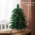 55cm Nordic style mini flocked Christmas tree with rustic round wooden base for tabletop - 55cm Green Fir