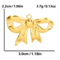 Golden 304 stainless steel bow pendant with dimensions and weight measurements - Classic Polished Bow / Gold