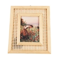 Minimalist solid wood picture frame with textured woven pattern and pastoral oil painting - 5 Inch Photo (23*28CM)