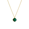 Collana a catena dorata con pendente in zircone verde quadrato su sfondo bianco - Oro (Con Zirconia Quadrata Verde)