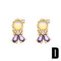 Exquisite mermaid style earrings with light opal stones and purple pear-cut zircons - Purple Pear Gem Drop Style (D)