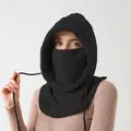 Μαύρη fleece κουκούλα balaclava με ενσωματωμένη αντιανεμική μάσκα και ρυθμιζόμενο κορδόνι - Ένα μέγεθος / DT110-Μαύρο (Upgraded Orly Fleece)
