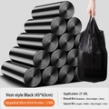 Black vest-style drawstring garbage bags 45x63cm, heavy duty 15 rolls pack - Black / 15 Rolls 300pcs (Vest Style Extra Thick 45*63cm 2.0mil)