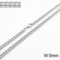 Classic 5mm silver cuban link chain for men in durable stainless steel with lobster clasp - 5mm Silver / Necklace 55cm