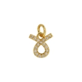 18k gold Taurus zodiac pendant with micro-pave cubic zirconia crystals on white background - Taurus