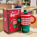 Christmas 600ml stainless steel mug in Lucky Red with matching gift box and lid - 600ml / Christmas Plaid