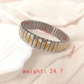 Silver stainless steel elastic bracelet with gold heart detail, width 12.3mm, 60mm inner diameter - J004-4 Silver Gold Heart Wide