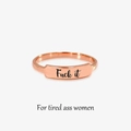 Minimalistischer S925 Sterlingsilber Ring in Roségold mit Fuck it Gravur - US-Größe 5 / Roségold