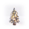 Mini beflockter Weihnachtsbaum mit warmweißen LED-Lichtern und natürlichem Holzsockel - 45cm Kugelbeflockter Baum (Mit Licht)