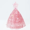 Detailed close-up of pink crystal resin princess dress figurine with glitter and sequins - Rose Quartz Dazzle