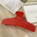 Elegante pinza per capelli in acetato rosso con strass colorati dal design curvo raffinato - Circa 11.4cm / Rosso