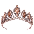Dettaglio corona da sposa barocca dorata con cristalli ambra e strass trasparenti - Rame Antico Bianco e Strass Pesca