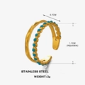 Verstellbarer goldener Edelstahlring mit türkisfarbenen Perlen und Doppelschicht-Design - Blau