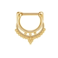 Tribal style gold septum ring with multi-layer beaded design for body piercing - Gold Double Layer Beads