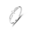 Elegant S925 sterling silver four-pointed star ring with micro-pave side crystals - US 6 / Platinum-FDJZ-186