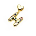 Gold plated letter H pendant necklace with colorful zircon stones and heart clasp - Pendant Only / Letter H