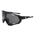 Men's cycling sunglasses with black matte frame and grey one-piece windproof lens - Black Frame Grey Lens