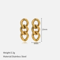 Pendientes minimalistas de cadena cubana en acero inoxidable chapado en oro - Pendientes cubanos / Dorado
