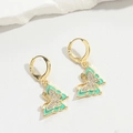 Orecchini a farfalla dorati con smalto verde menta e dettagli in zircone bianco - Farfalla Verde (ES2709)
