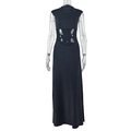 Detail view of the elegant back cutout design on this sleeveless black maxi dress - S / Black