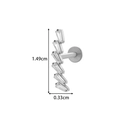 Silver curved titanium labret stud with six rectangular crystals and dimensions - Six-Stone Curved Style - Silver (T2523-9银)