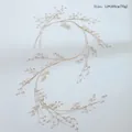 Golden branch headpiece with decorative crystals and vine pattern, 12x100cm size - Gold Vine