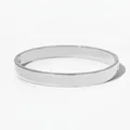 Minimalist silver stainless steel hinged bangle with a polished mirror finish - Flat Hinge Style (PAS1043)