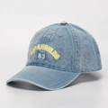Detail of Los Angeles 83 embroidery on washed blue denim vintage baseball cap - One Size(Adjustable) / Light Blue