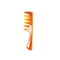 Translucent orange wide tooth comb for men's vintage oil hair styling and texture - Amber Curved Wide Tooth Comb (NO.4)