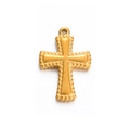 Ciondolo a croce dorato in acciaio inossidabile con perline per gioielli fai-da-te - Croce con Bordo Perlato 4#
