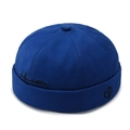 Royal blue brimless cap with black heart rhythm embroidery and cotton twill texture - Royal Blue with Black Letters