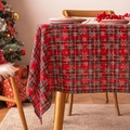 Red plaid tablecloth with snowflake patterns for Christmas festive dining decor - 140*160cm / Red Plaid Big Snowflake