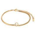 Minimalist 18K gold plated stainless steel bangle with squared box chain for women - Gold