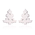 Primer plano de pendientes de acero inoxidable plateado con forma de árbol de Navidad - Color Acero