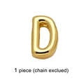 Polished gold plated letter D charm for DIY bracelet and necklace jewelry crafting - Letter D