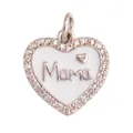 Ciondolo a cuore in smalto bianco con scritta Mama per accessori gioielli fai da te - Cuore Mama-Oro Bianco-Smalto Bianco